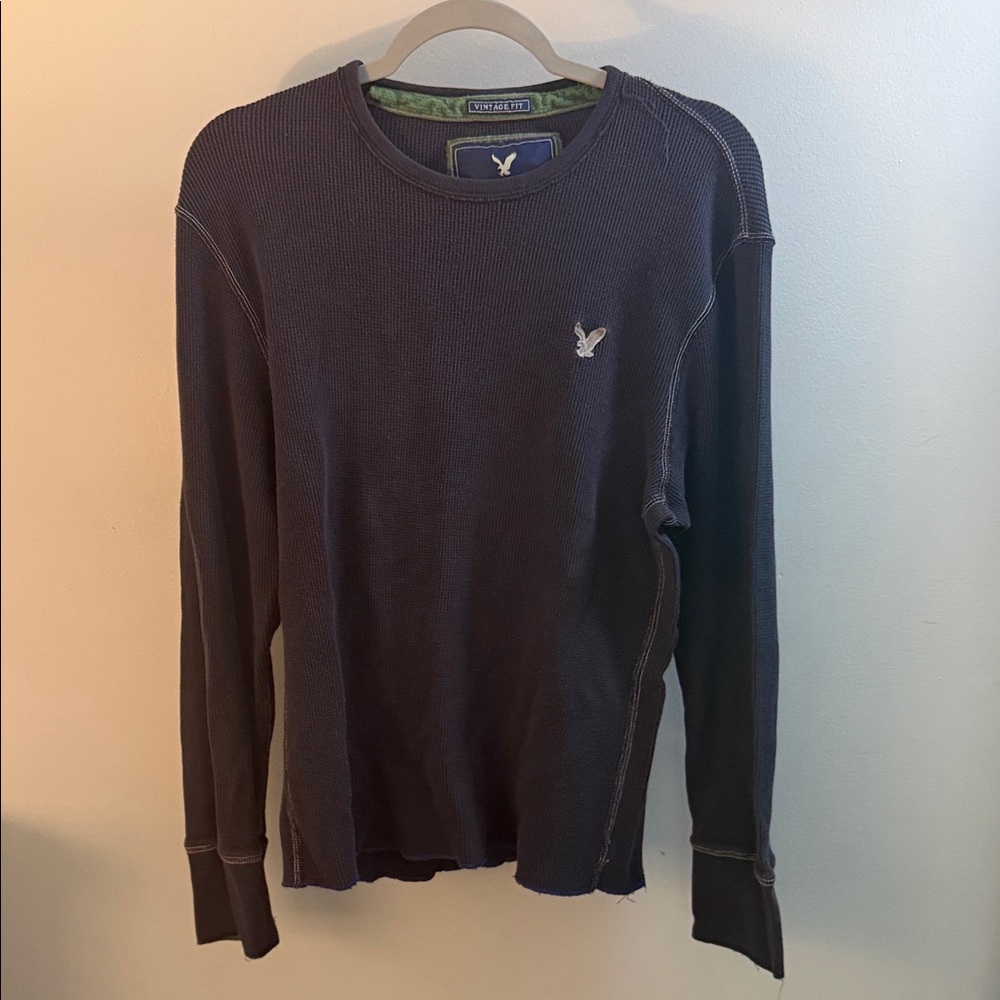 American Eagle Outfitters Men’s Long-Sleeve Thermal in Navy